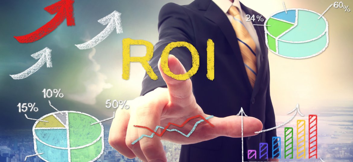 Businessman touching ROI (return on investment)